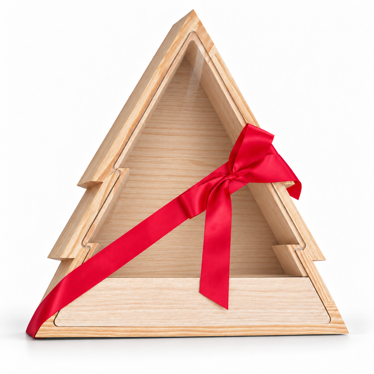 Caja de Madera en Forma de Pino con Acrílico Personalizable – 45 × 45 × 8 cm