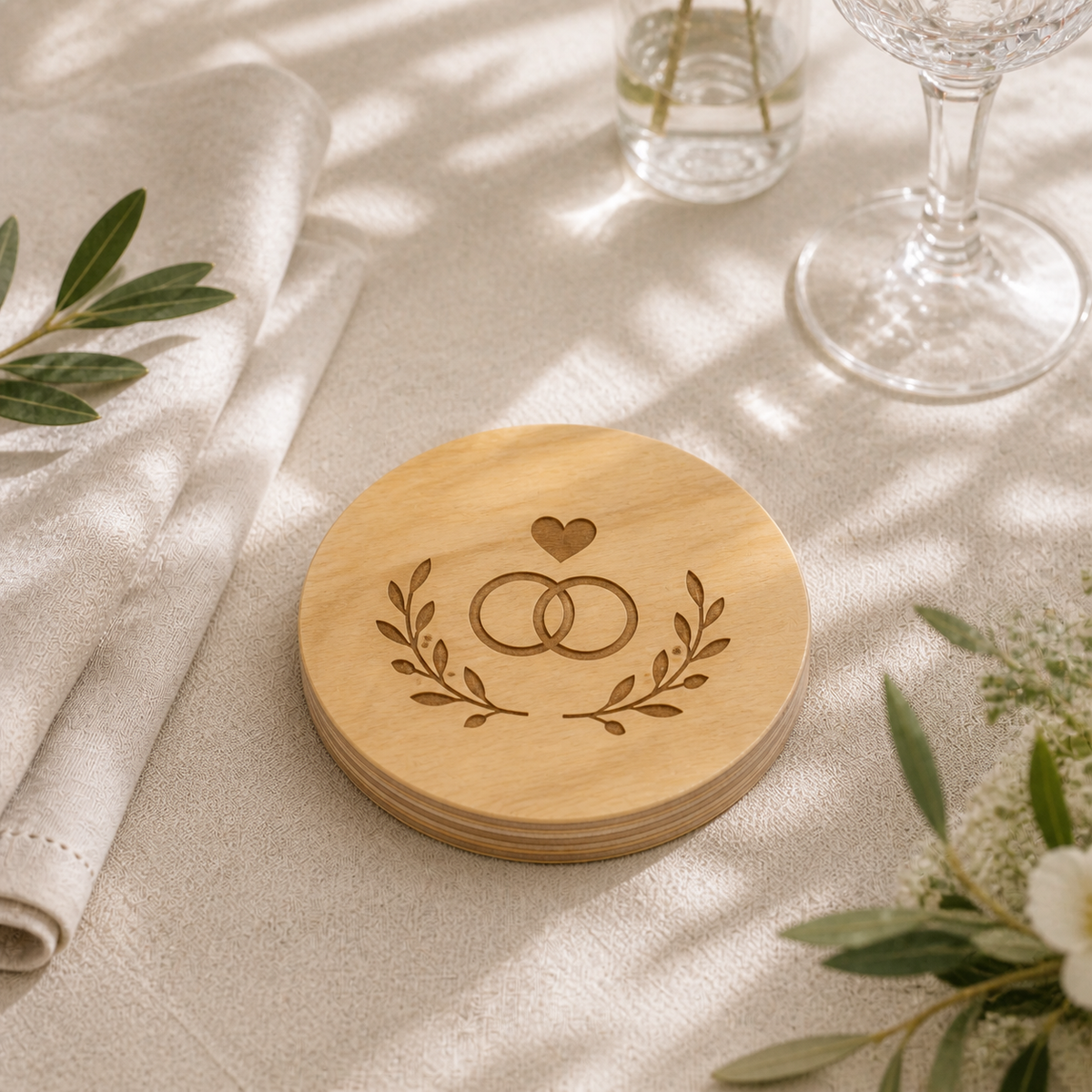 Portavasos Personalizado de Triplay con Destapador e Imán para Eventos