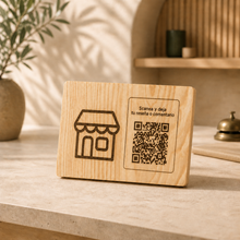 Load image in gallery viewer, Letrero QR Personalizado para Negocio con Soporte | Pino o Parota