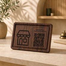 Load image in gallery viewer, Letrero QR Personalizado para Negocio con Soporte | Pino o Parota