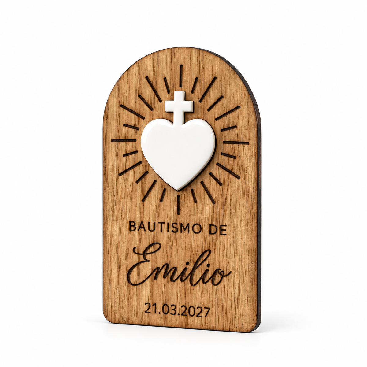 Imán Personalizado con Corazón y Cruz de Acrílico
