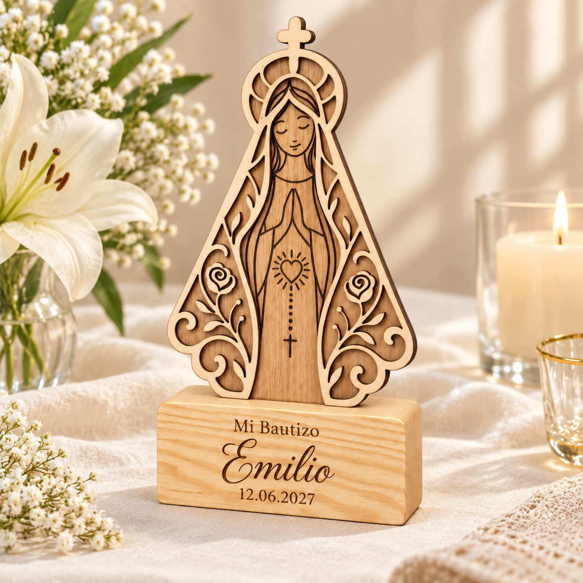 Virgencita Personalizada para Centro de Mesa