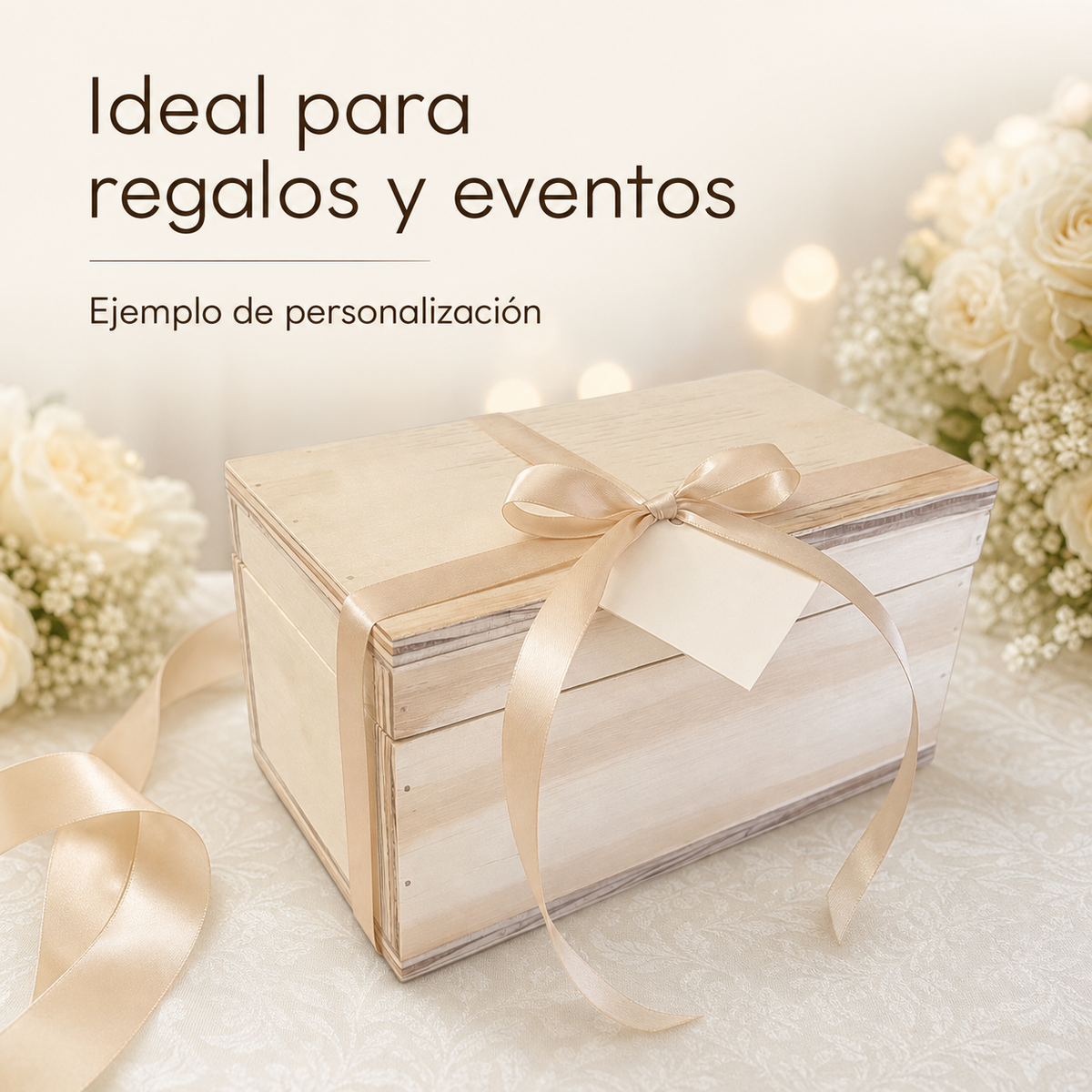 Caja Para Regalo De Triplay De Pino Con Tapa