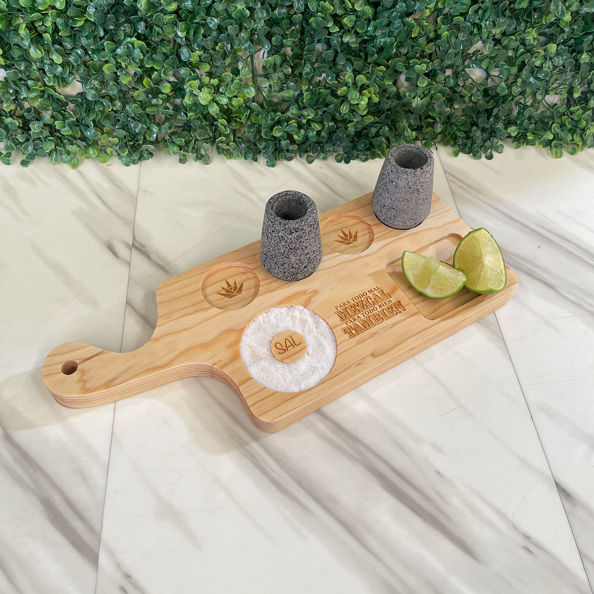 Tabla Tequilera Mezcalera Con Mango - Madera de Pino Estufada