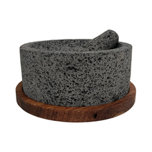 Cargar imagen en el visor de la galería, Remate - Molcajete de Piedra Volcánica con Base - Ahau 8"