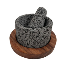 Cargar imagen en el visor de la galería, Mortero Piedra Volcánica para Especias Con Base - Calli 4" (10cms)