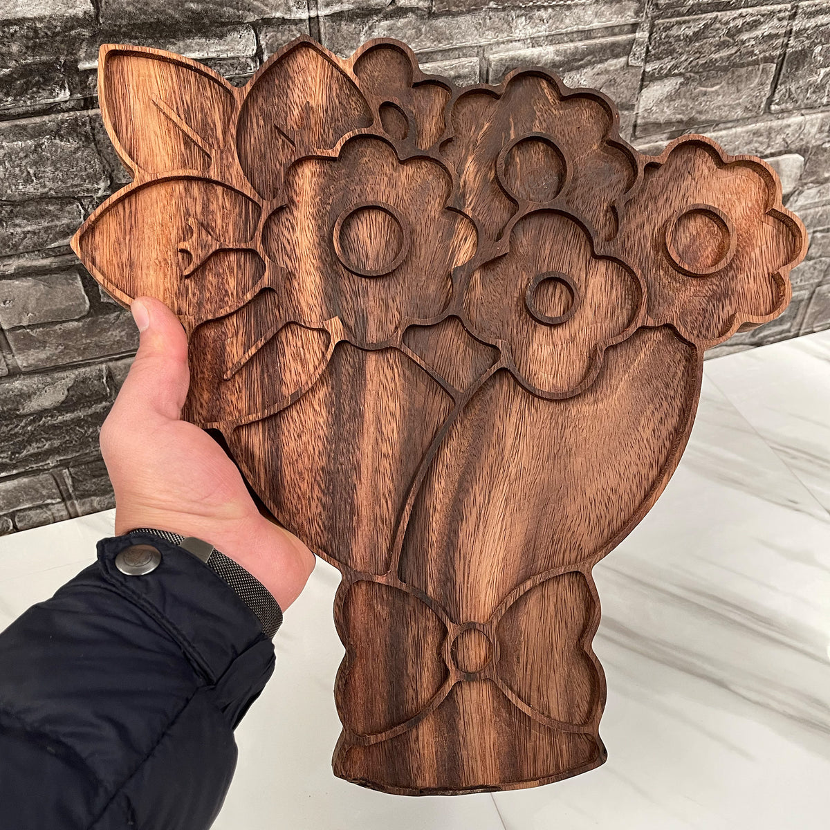 Ramo de Flores de Madera de Parota para Decoración o Presentar Alimentos