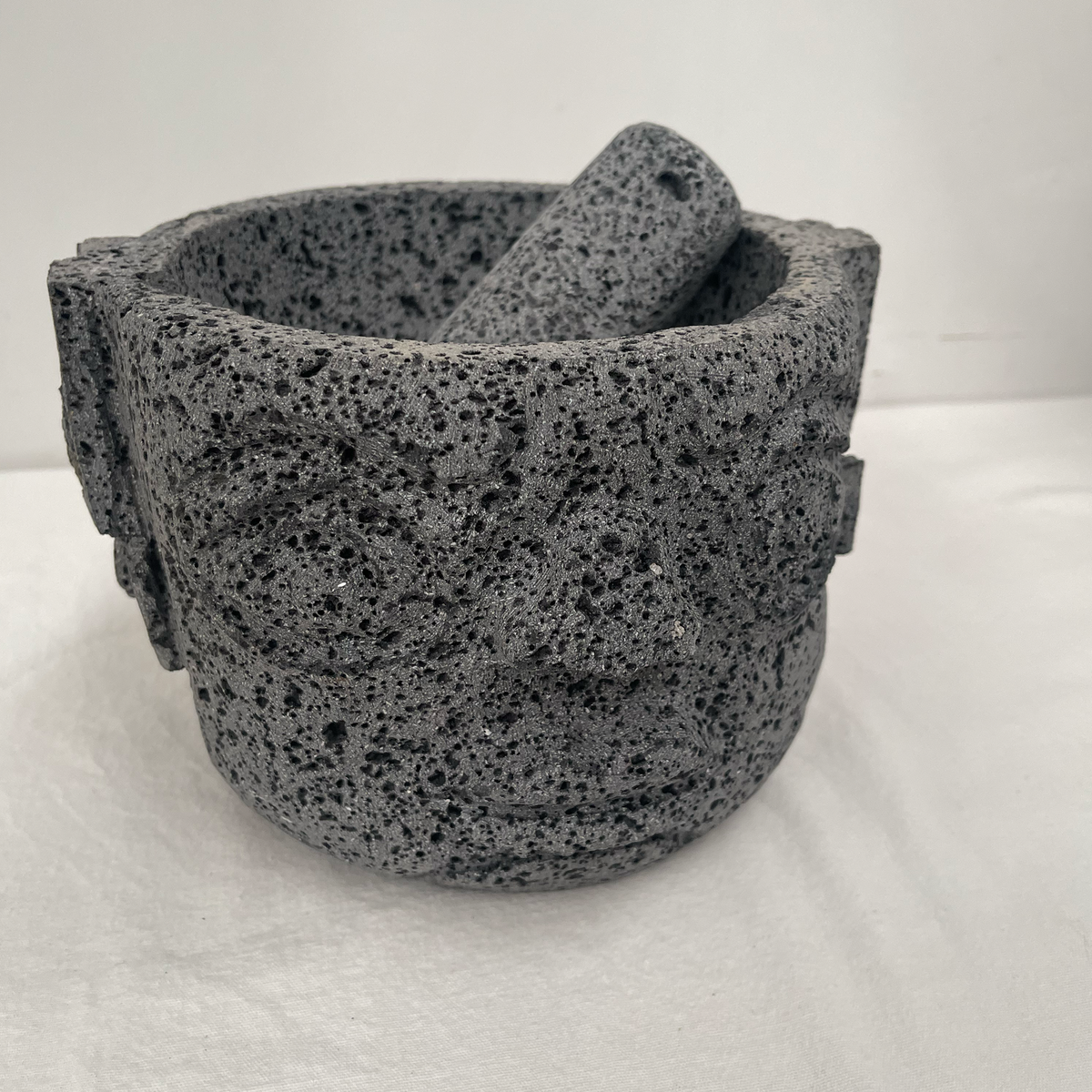 Molcajete en Forma de Cabeza Olmeca