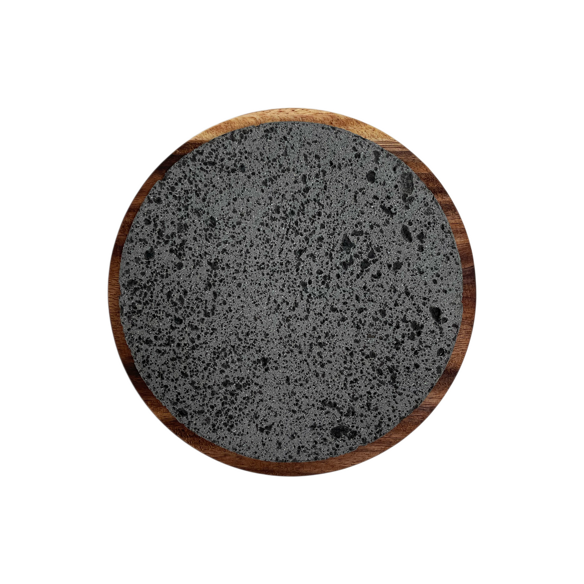 Plato de Piedra Volcánica Circular con Base