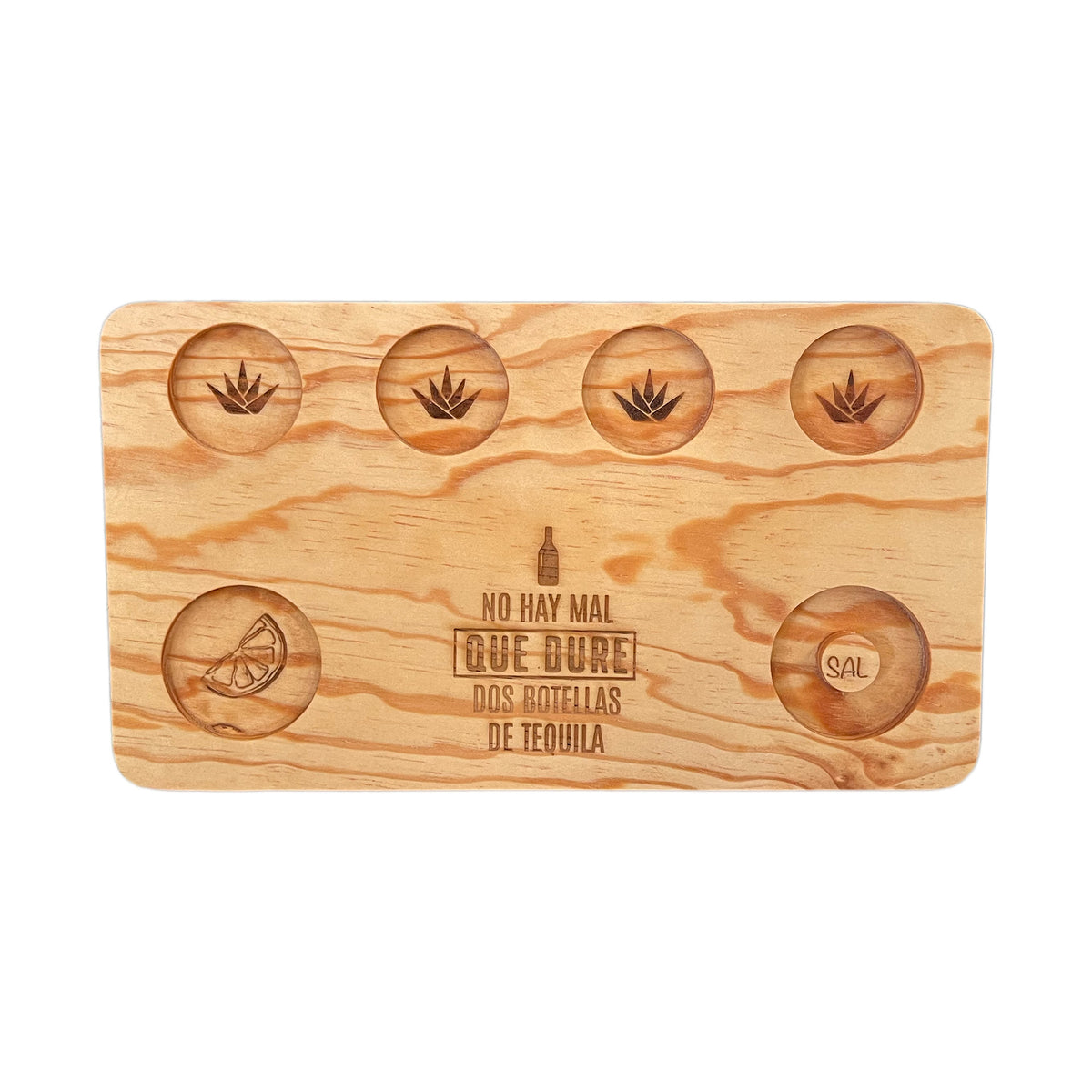 Tabla Tequilera Mezcalera para Shots (Rectangular) - Madera de Pino Estufada