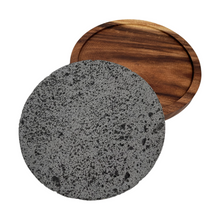 Cargar imagen en el visor de la galería, Plato de Piedra Volcánica Circular con Base