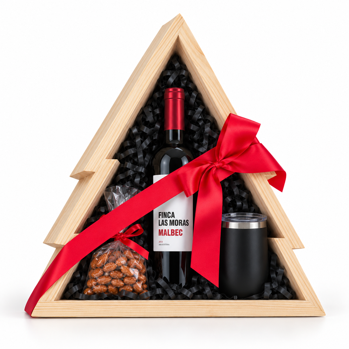 Caja de Madera con Forma de Pino de Navidad – 45 × 45 cm
