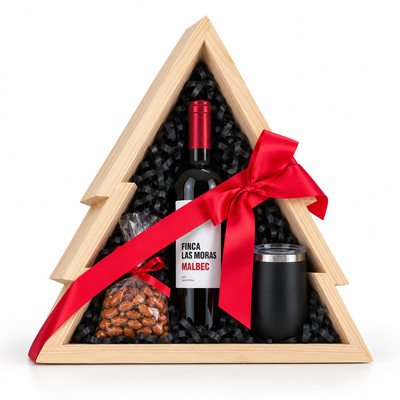 Caja de Madera con Forma de Pino de Navidad – 45 × 45 cm