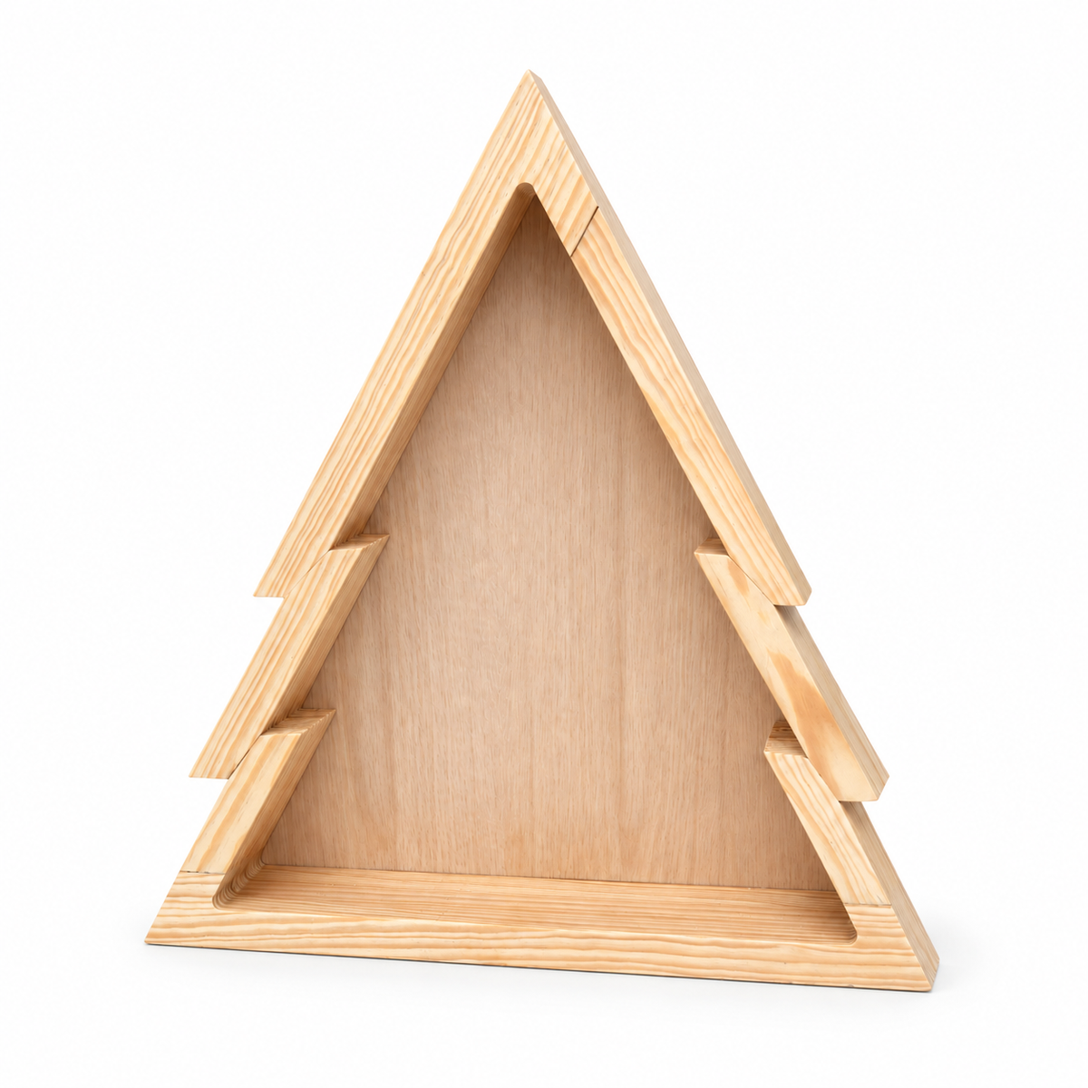 Caja de Madera con Forma de Pino de Navidad – 45 × 45 cm