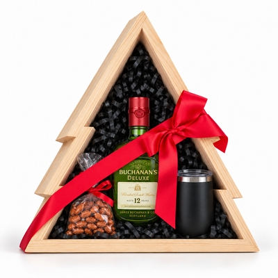 Caja de Madera con Forma de Pino de Navidad – 45 × 45 cm