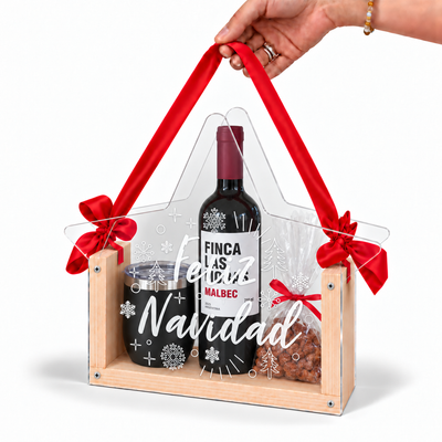 Caja Navideña Personalizable de Madera y Acrílico en Forma de Estrella