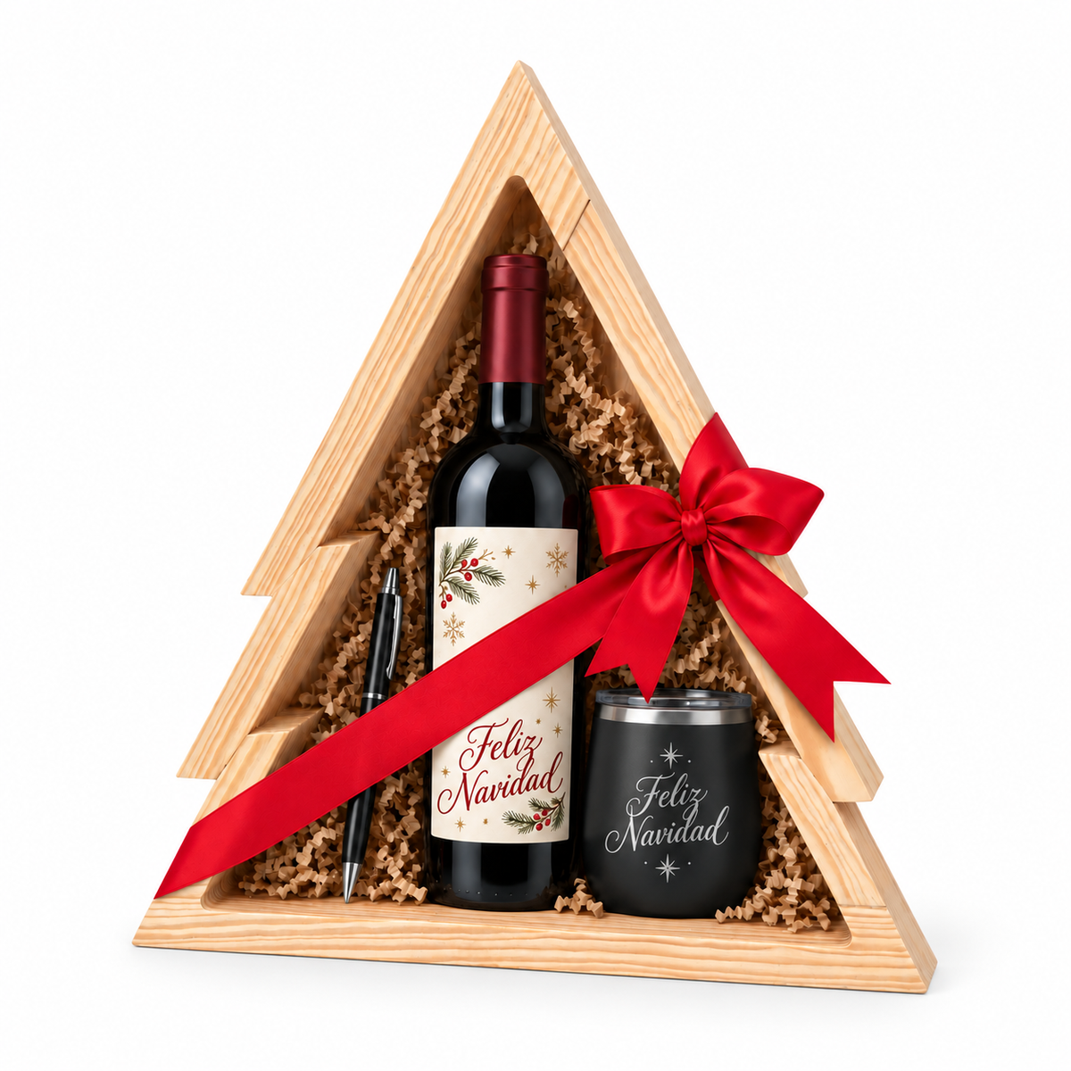 Caja de Madera con Forma de Pino de Navidad – 45 × 45 cm