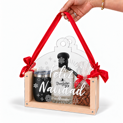 Caja Navideña Personalizable de Madera y Acrílico en Forma de Esfera