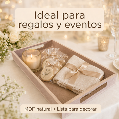 Charola de Mdf Con Asas Para Regalos Eventos Desayuno Sorpresa