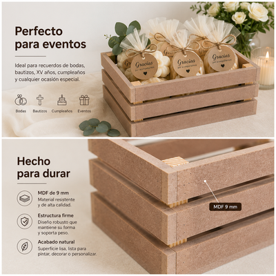 Huacal Mdf 9mm Caja Decorativa Multiusos Regalos Decoración