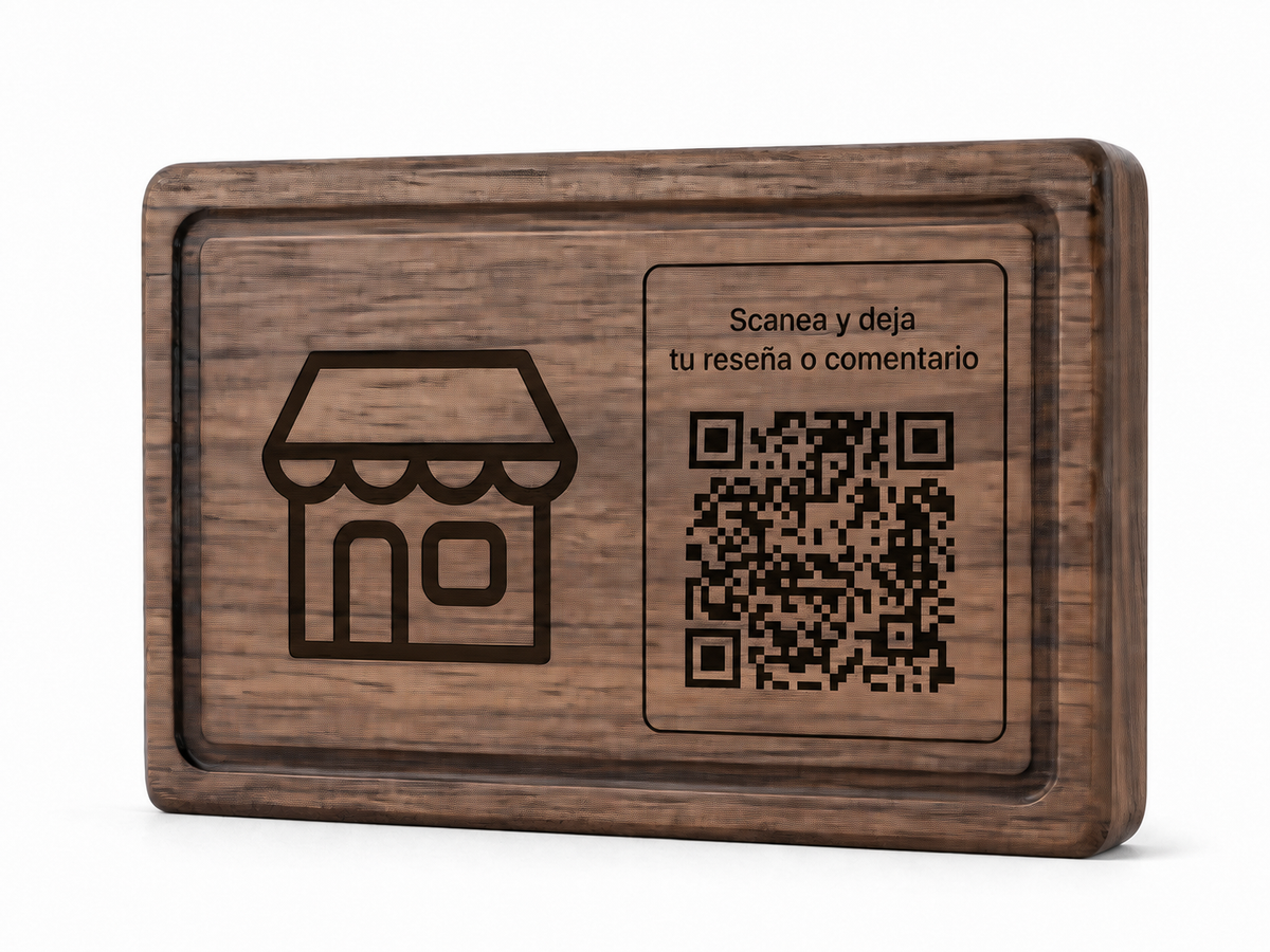 Letrero QR Personalizado para Negocio con Soporte | Pino o Parota