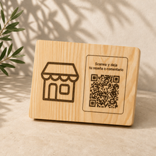 Load image in gallery viewer, Letrero QR Personalizado para Negocio con Soporte | Pino o Parota

