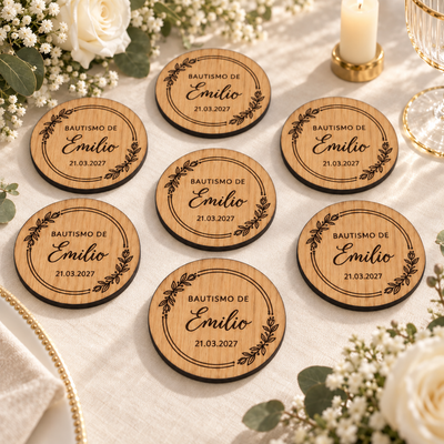 Portavasos Personalizado de MDF Enchapado de Encino
