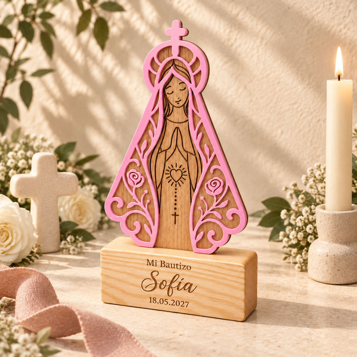 Virgencita Personalizada para Centro de Mesa