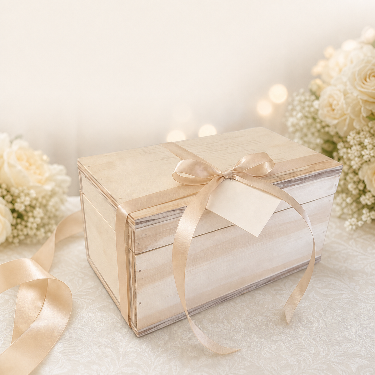 Caja Para Regalo De Triplay De Pino Con Tapa