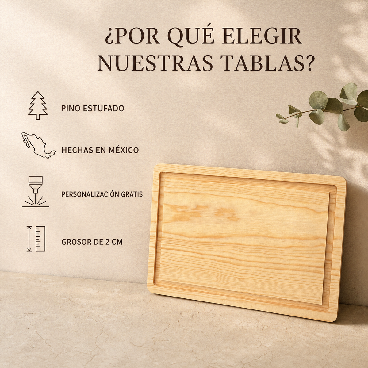 Tabla de Pino rectangular