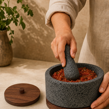 Load image in gallery viewer, Molcajete of Volcanic Stone with Base (Large)
