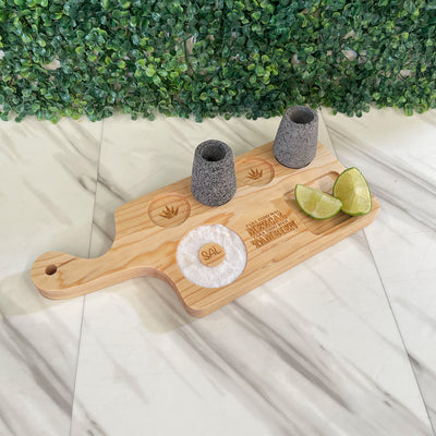 Tabla Tequilera Mezcalera Con Mango - Madera de Pino Estufada