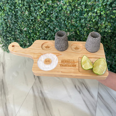 Tabla Tequilera Mezcalera Con Mango - Madera de Pino Estufada