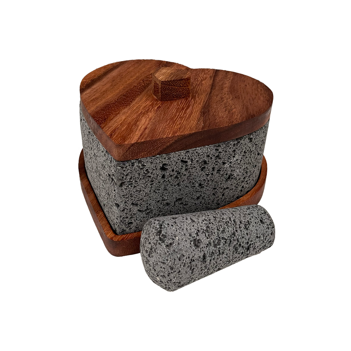 Molcajete en Forma de Corazón de Piedra Volcanica