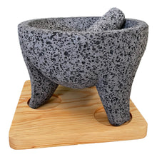 Load image in gallery viewer, Molcajete Tradicional de Piedra Volcánica, con Base y Tapa
