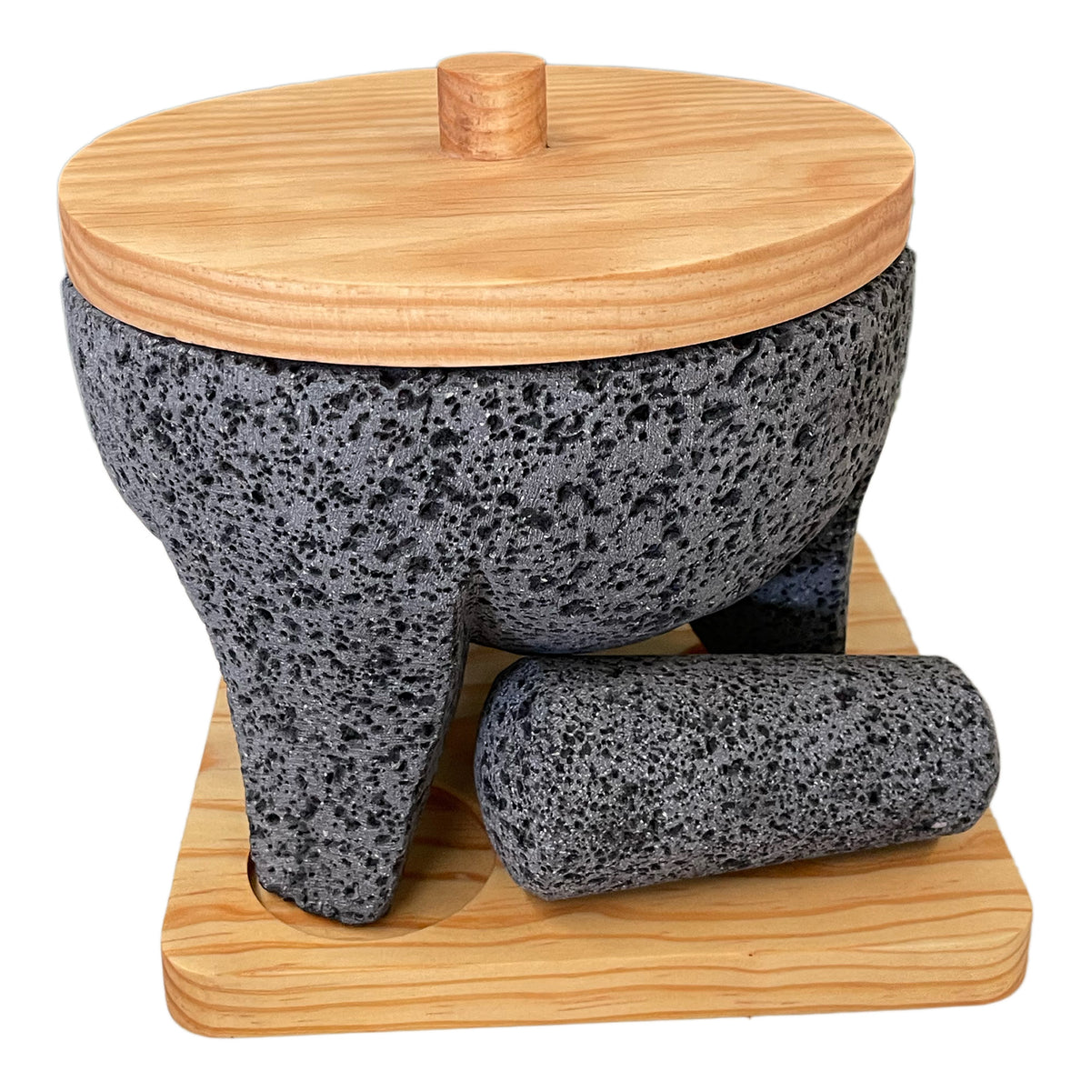 Molcajete Tradicional de Piedra Volcánica