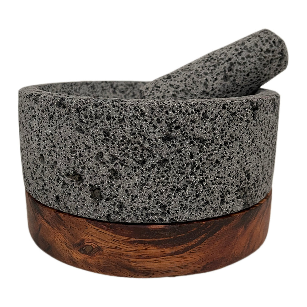 Remate - Molcajete de Piedra Volcánica con Base (Grande) - Calli 8"