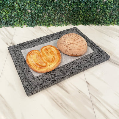 Remate- Comal | Plato Rectangular De Piedra Volcánica 35x25cm