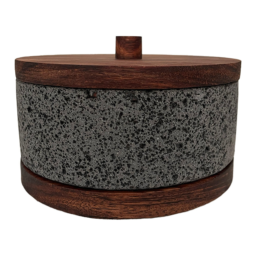 Remate - Molcajete de Piedra Volcánica con Base y Tapa - Calli 8"