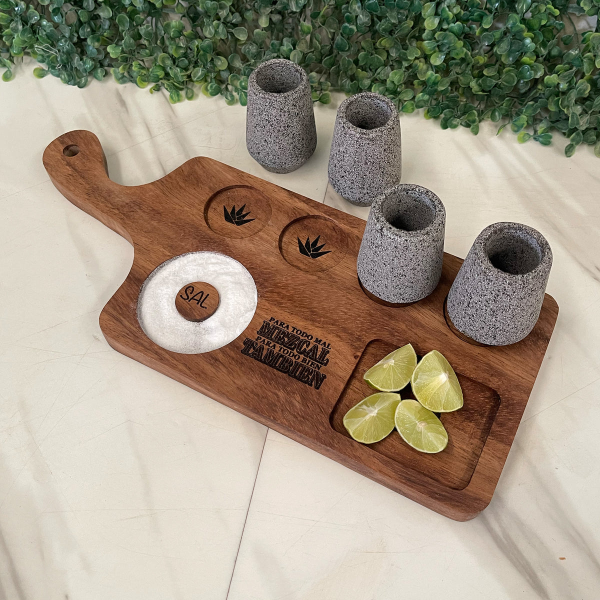 Tabla Tequilera Mezcalera Con Mango - Madera de Parota