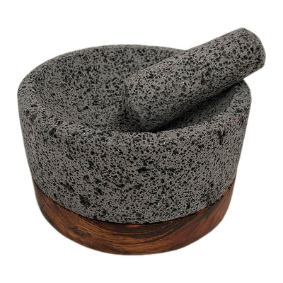 Remate - Molcajete de Piedra Volcánica con Base (Grande) - Calli 8"