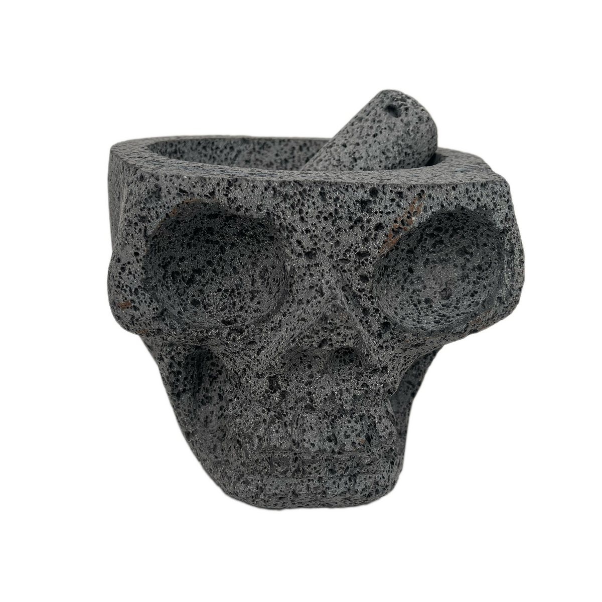 Molcajete en Forma de Cráneo de Piedra Volcánica Modelo 2