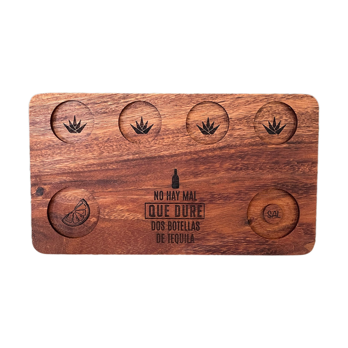Tabla Tequilera Mezcalera para Shots (Rectangular) - Madera de Parota Estufada