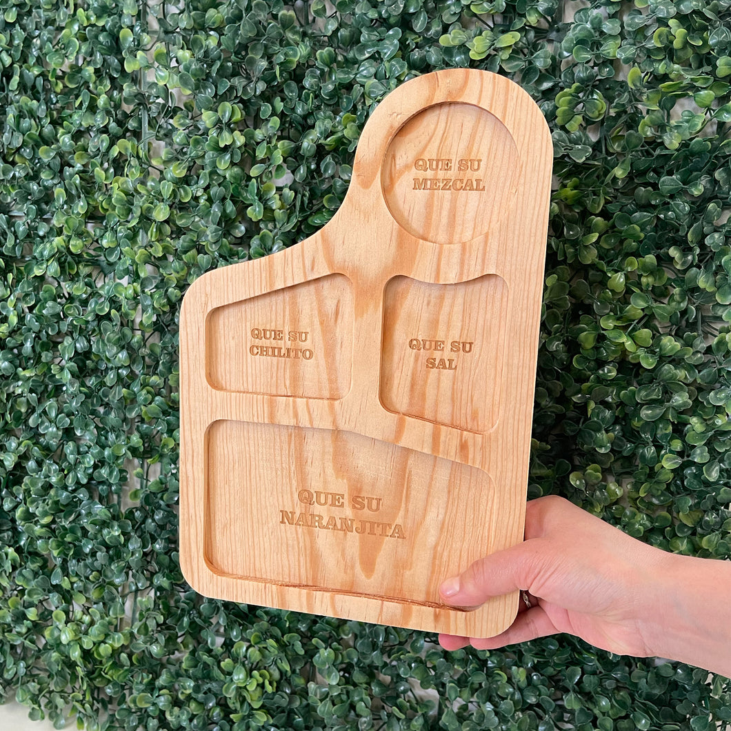 Tabla Botanera Mezcalera para Shots - Premium Madera Estufada de Pino