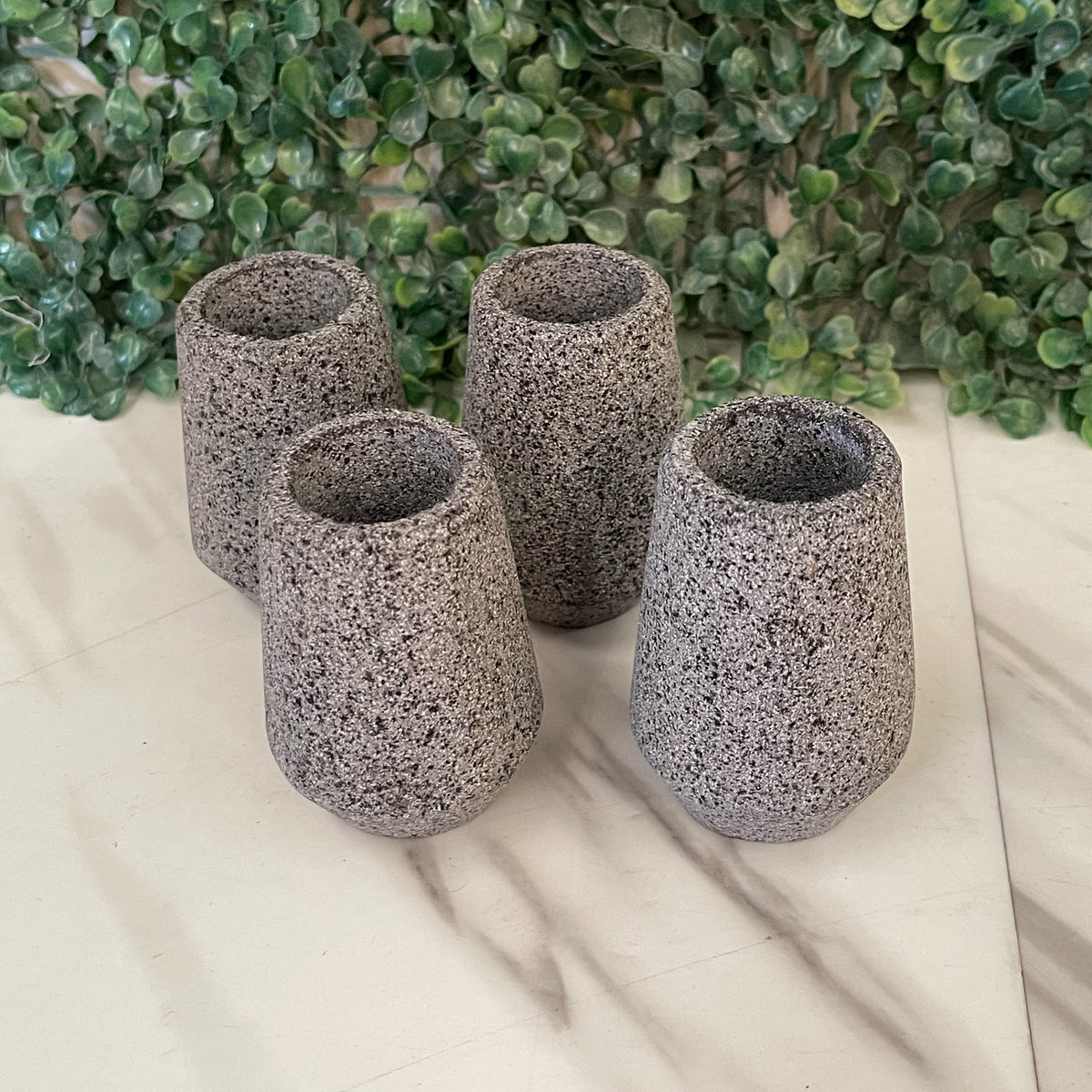 Kit De 4 Tequileros De Piedra Volcánica | Caballitos | Shots