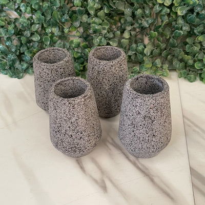 Kit De 4 Tequileros De Piedra Volcánica | Caballitos | Shots