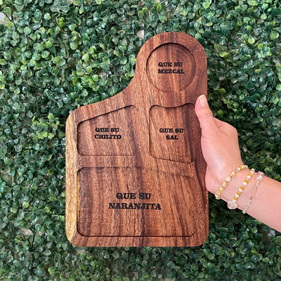 Tabla Botanera Mezcalera para Shots - Premium Madera Estufada de Parota