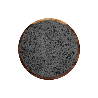 Plato de Piedra Volcánica Circular con Base