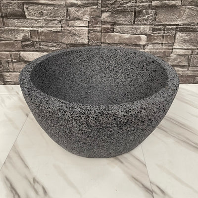 Lavabo Ovalin Artesanal De Piedra Volcánica 35cm Diámetro
