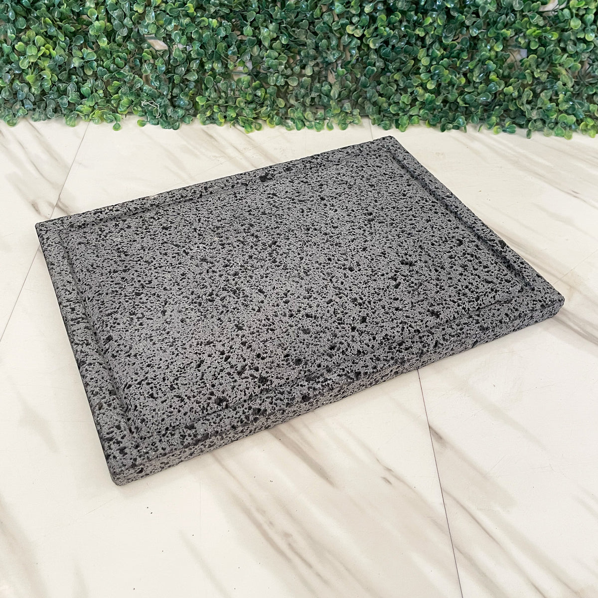 Remate- Comal | Plato Rectangular De Piedra Volcánica 35x25cm
